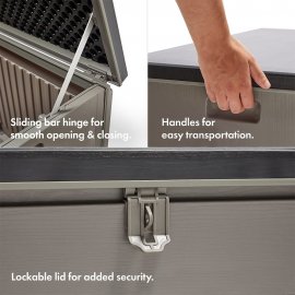 Cutie depozitare pentru exterior, cu capac si incuietoare, 270L, VonHaus 2500369, din plastic, culoare gri
