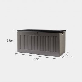 Cutie depozitare pentru exterior, cu capac si incuietoare, 270L, VonHaus 2500369, din plastic, culoare gri