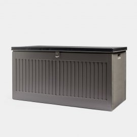 Cutie depozitare pentru exterior, cu capac si incuietoare, 270L, VonHaus 2500369, din plastic, culoare gri