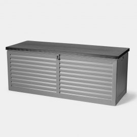 Cutie depozitare pentru exterior, cu capac si incuietoare VonHaus 2500370, din plastic, 390L, culoare gri