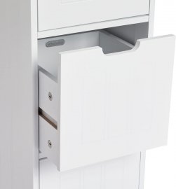 Dulap depozitare pentru baie cu 3 sertare VonHaus 3009008, din MDF, 81 x 30 x 30 cm; culoare alb