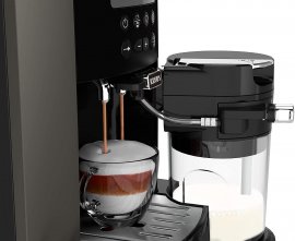 Espressor automat KRUPS Arabica Latte EA819E10, Capacitate 1.7l, Putere 1450W, Presiune 15 bar, Recipienta Lapte, Negru