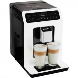 Espressor automat Krups Evidence EA890110, 1450W, 15 bari, rasnita cu 3 setari, 15 retete de bauturi, rezervor boabe 260g, rezervor apa detasabil 2.3L, functie One-Touch Cappuccino, alb
