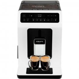 Espressor automat Krups Evidence EA890110, 1450W, 15 bari, rasnita cu 3 setari, 15 retete de bauturi, rezervor boabe 260g, rezervor apa detasabil 2.3L, functie One-Touch Cappuccino, alb