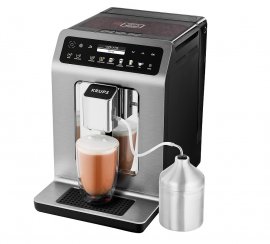 Espressor automat Krups Evidence Eco-Design EA894T10, 1450W, 15 bari, 8 retete de bauturi, rasnita metalica, 3 trepte de temperatura, functie One-Touch-Cappuccino, negru