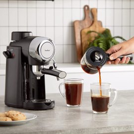 Espressor de cafea 4 bar VonShef 2000166, putere 800W, capacitate 4 cesti, functie cappuccino, tava de picurare detasabila