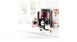 Espressor de cafea automat Krups Quattro Force EA829G10, presiune 15 bar, putere 1450W, capacitate rezevor 1.7L, rasnita integrata, functie cappuccino, Visiniu
