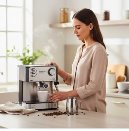 Espressor Manual 20 Bari HAEGER Super Espresso, Putere 850 W, Pompa Italiana ULKA de 20Bar, Rezervor 1.6 Litri, Duza Spumare Lapte pt Cappuccino, Rezultate Profesionale, CM-85B.011A