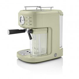 Espressor Retro Swan One Touch SK22150GN, 20 Bari, Rezervor pentru lapte, Capacitate 1.7 Litri, Design Retro, Verde