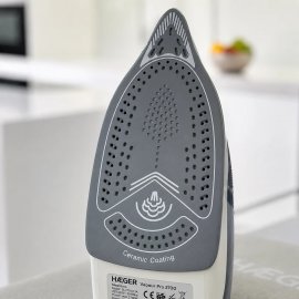 Fier de Calcat cu Abur si Talpa Ceramica HAEGER VAPOUR PRO, Putere 2700W, Jet Abur pana la 75g/min, Sistem anti-calcar, anti picurare si auto-curatare, Abur vertical, SI-270.013A