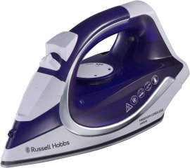 Fier de calcat fara fir Russell Hobbs 23300, 2400W, talpa ceramica, rezervor de apa 300ml - alb/albastru 