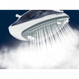 Fier de calcat Tefal Express Steam FV2837E0, 2400W, jet de abur 165 g/min, abur variabil 0-35 g/min, 270 ml, talpa Cerilium, alb/ albastru deschis