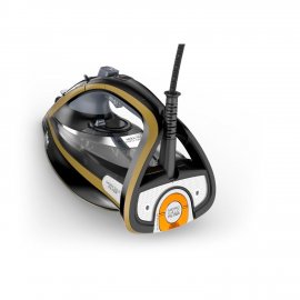 Fier de calcat Tefal Ultimate Pure FV9847E0, 3200W, jet abur 260g/min, abur variabil 0-60g/min, talpa Durilium AirGlide AutoClean, oprire automata, negru/auriu