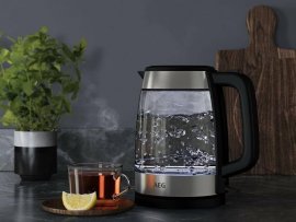 Fierbator de apa AEG GK4-1-4GB Deli 4, Putre 2200 W,1,7 l, filtru detasabil, indicator de nivel de apa, oprire de siguranta, deschidere capac cu o singura mana,sticla/Inox