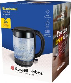 Fierbator de apa Russell Hobbs 27750, putere 3000W, capacitate 1.7L, oprire automata, protectie impotriva fierberii uscate, filtru anticalcar detasabil, sticla