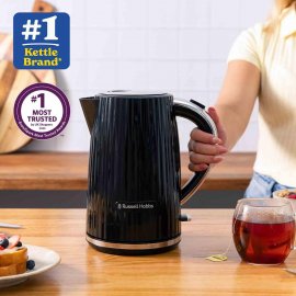 Fierbator de apa Russell Hobbs Eden Negru 27361, 2400W, 1.7 l, Oprire Automata, protectie impotriva fierberii uscate, filtru anticalcar detasabil