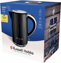 Fierbator de apa Russell Hobbs Eden Negru 27361, 2400W, 1.7 l, Oprire Automata, protectie impotriva fierberii uscate, filtru anticalcar detasabil