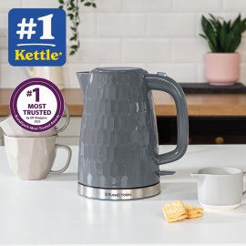 Fierbator de apa Russell Hobbs Honeycomb 26053, 2400W, capacitate 1.7L (7 cesti), oprire automata, protectie impotriva fierberii uscate, filtru anticalcar detasabil, gri