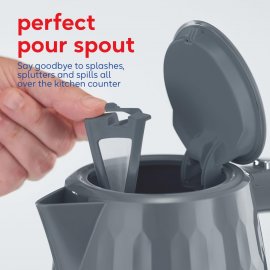 Fierbator de apa Russell Hobbs Honeycomb 26053, 2400W, capacitate 1.7L (7 cesti), oprire automata, protectie impotriva fierberii uscate, filtru anticalcar detasabil, gri