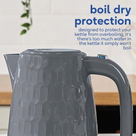 Fierbator de apa Russell Hobbs Honeycomb 26053, 2400W, capacitate 1.7L (7 cesti), oprire automata, protectie impotriva fierberii uscate, filtru anticalcar detasabil, gri