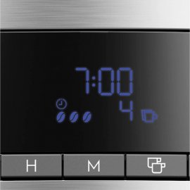 Filtru de cafea Aeg CM6-1-5ST, putere 1050W, rasnita integrata 200g, utilizeaza si cafea macinata, capacitate carafa 1.25L, 3 setari de macinare, setare tarie cafea, ecran LCD, progrmabila 24h, timer