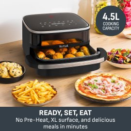 Friteuza Tefal Easy Fry Pizza FW4018HG0, suprafata XL, Capacitate 1 kg de cartofi prajiti, fereastra vizualizare