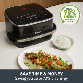 Friteuza Tefal Easy Fry Pizza FW4018HG0, suprafata XL, Capacitate 1 kg de cartofi prajiti, fereastra vizualizare