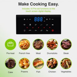 Friteuza cu aer cald Fika VonShef 2000226 , putere 1600W, capacitate 5L, 10 functii prestabilite, 50-200 grade C, cronometru 60 min, bej