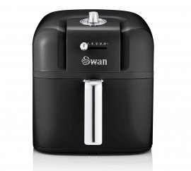 Friteuza cu aer cald Swan SD10510B, putere 900W, capacitate 6L, functie de oprire automata, cronometru, senzor de pornire, design retro, culoare negru
