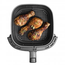 Friteuza cu aer cald Tefal Easy Fry Compact EY145810, 1300W, 10 programe, capacitate 3L, ecran tactil, vas detasabil antiaderent, oprire automata, negru