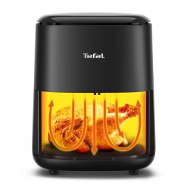 Friteuza cu aer cald Tefal Easy Fry Compact EY145810, 1300W, 10 programe, capacitate 3L, ecran tactil, vas detasabil antiaderent, oprire automata, negru