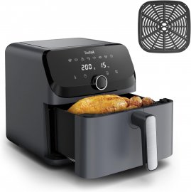 Friteuza cu aer cald Tefal Easy Fry Mega EY855BE0, 2020W, capacitate 7.5L, pana la 8 persoane, 8 programe, invelis antiaderent, oprire automata, gri & negru