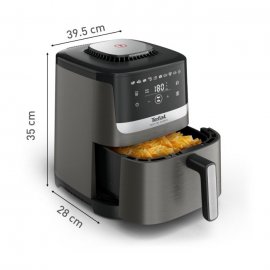 Friteuza cu aer cald Tefal Easy Fry Silence EY551HE0, 1670W, 5L, 10 programe automate, silentioasa, cu maner fix, cronometru, ecran LCD, gri