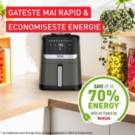 Friteuza cu aer cald Tefal Easy Fry Silence EY551HE0, 1670W, 5L, 10 programe automate, silentioasa, cu maner fix, cronometru, ecran LCD, gri