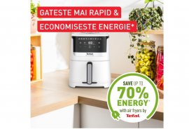 Friteuza cu aer cald Tefal Easy Fry Silence EY5521E0, 1670W, 5L, alb, 10 programe automate, Ecran LCD