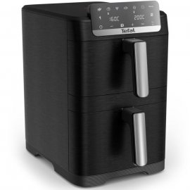 Friteuza dubla cu aer cald Tefal Easy Fry Crispy Stack EY7528E0, 2700 W, 10 L - Air fryer 7 programe, 2 compartimente, display digital, oprire automata 