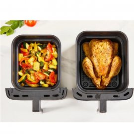 Friteuza dubla cu aer cald Tefal Easy Fry Crispy Stack EY7528E0, 2700 W, 10 L - Air fryer 7 programe, 2 compartimente, display digital, oprire automata 