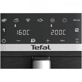 Friteuza dubla cu aer cald Tefal Easy Fry Crispy Stack EY7528E0, 2700 W, 10 L - Air fryer 7 programe, 2 compartimente, display digital, oprire automata 
