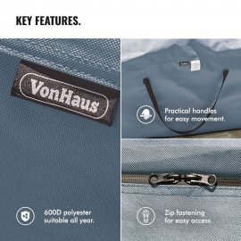 Geanta de depozitare perne exterioare VonHaus 2500241, din poliester, impermeabila, cu maner de transport si fermoar, gri