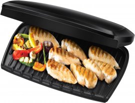 Gratar electric George Foreman Entertaining Grill 23440, 2400 W, Invelis antiaderent, Incalzire rapida, Negru, 10 portii