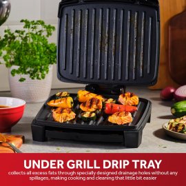 Gratar electric George Foreman Immersa Grill Medium 28310, 1300 W, Invelis antiaderent, Incalzire rapida, Negru