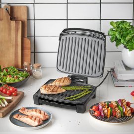 Gratar electric George Foreman Immersa Grill Medium 28310, 1300 W, Invelis antiaderent, Incalzire rapida, Negru