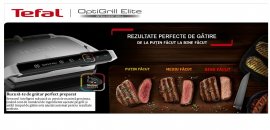 Gratar electric Tefal OptiGrill Elite GC750D30, 12 programe, 30x20 cm, termostat reglabil, Negru/Inox
