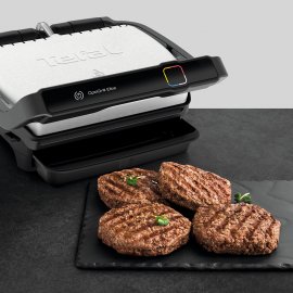 Gratar electric Tefal OptiGrill Elite GC750D30, 12 programe, 30x20 cm, termostat reglabil, Negru/Inox
