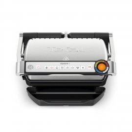 Gratar electric Tefal Optigrill+ GC717D10, 2000W, 6 programe automate, placi de 30 x 20 cm detasabile, cleste inclus, mod auto si manual, argintiu