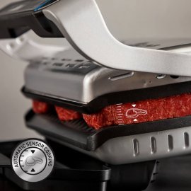 Gratar electric Tefal Optigrill+ GC717D10, 2000W, 6 programe automate, placi de 30 x 20 cm detasabile, cleste inclus, mod auto si manual, argintiu