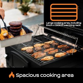 Gratar Exterior pt Gradina din Fonta pe Carbune / Lemn cu capac si roti Big Smokey BBQ American Style, Functii Barbeque / Afumare, control temperatura, deschizator sticle