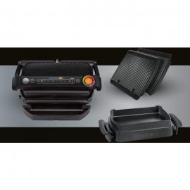 Grill electric Tefal OPTIGRILL GC714834, Snacking & Baking, 2000W, 6 programe automate de gatit, Senzor automat pentru gatit, Placi detasabile, Negru