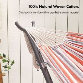 Hamac pentru 2 persoane VonHaus 2500198, din material textil, cadru din otel, greutate maxima 220kg