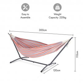 Hamac pentru 2 persoane VonHaus 2500198, din material textil, cadru din otel, greutate maxima 220kg